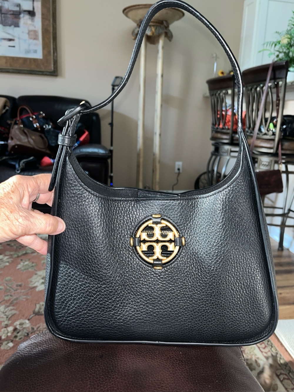 Tory Burch Miller Small Pebbled Leather Hobo Handbag/Crossbody